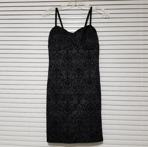 Monteau Junior L sized black velvet brocade dress